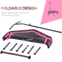 Soozier 48" Adult Hexagon Rebounder Trampoline Fitness Bungee Jumping Cardio Trainer Outdoor Bouncer Jumper Adjustable Bar Pink(m-4)