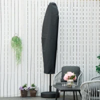 Outsunny Waterproof Patio Umbrella Cover, 300D Banana Parasol Protector with Zipper for Outdoor Garden, Patio, Dark Grey(m-8)