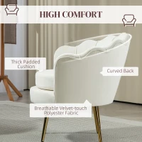 HOMCOM Modern Accent Chair, Velvet-Touch Fabric Leisure Club Chair with Gold Metal Legs for Bedroom, Cream White(m-5)
