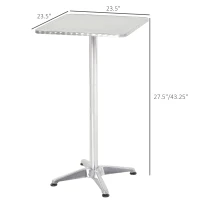 HOMCOM 24 Inch Square Bar Table 43" H Adjustable Stainless Steel Top Aluminum Frame Home Pub Bistro(m-3)