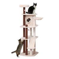 PawHut 68" Cat Tree Tower, Large Cat Condo Furniture, Multi-Level Cat Tower with Scratching Posts, Ramp, Perches, Dangling Ball(m-2)