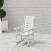 Outsunny 2 Pieces Outdoor Rocking Chairs, HDPE Patio Rockers with 28" High Back, Wide Armrests for Porch Backyard, White(m-3)