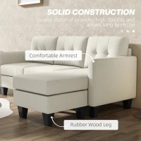HOMCOM Small Corner Sofa, 3 Seater Sectional Couch with Ottoman, Corner Sofa with Thick Padded Cushion and Wood Legs, Beige(m-6)