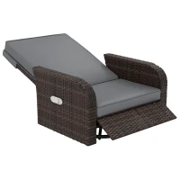 Outsunny Wicker Swivel Chair w/ Cushion, Patio Recliner Chair, Grey(m-2)