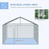PawHut Outdoor Dog Kennel  with Roof, Dog Run with Waterproof & UV-Resistant Cover, Secure Lock, for Backyard & Patio, 7.5' x 7.5' x 5.7'(m-4)