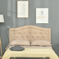 HOMCOM Upholstered Headboard, Button Tufted Bedhead Board, Home Bedroom Decoration for Full-Sized Beds, Beige(m-7)