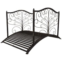 Outsunny 4’ Metal Arch Backyard Garden Bridge with Safety Siderails, Delicate Scrollwork, & Easy Assembly, Black Bronze(m-11)