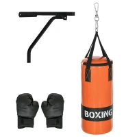 Soozier Hanging Punching Bag, Heavy Bag with Punch Gloves and Wall Mount Hanger for MMA and Muay Thai Workouts(m-2)