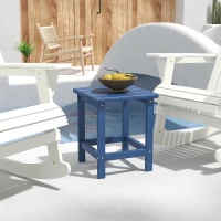 Outsunny Patio Side Table, 15" Square Outdoor End Table, HDPE Plastic Tea Table for Adirondack Chair, Backyard or Lawn, Blue(m-10)