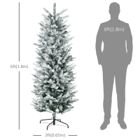 HOMCOM 6' Artificial Flocked Christmas Tree with Snow Frosted Branches, Auto Open, Steel Base(m-3)