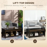 HOMCOM Lift Top Coffee Table, Modern Center Table with Storage Shelves and Hidden Compartment for Living Room, 41" L, Espresso(m-4)
