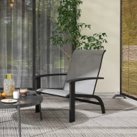 Outsunny Outdoor Adirondack Chair Muskoka Chair with Aluminum Frame, Mesh Seat, High Back for Garden, Deck, Dark Grey(m-9)