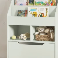 HOMCOM Kids Bookcase Multi-Shelf Book Rack with Mobile Drawer for Books, Toys, Pale Green(m-9)