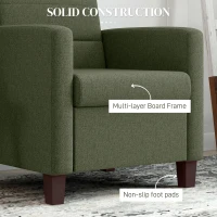 HOMCOM Fabric Accent Chair, Modern Armchair with Seat Cushion and Non-Slip Pads for Living Room, Bedroom, Dark Green(m-6)