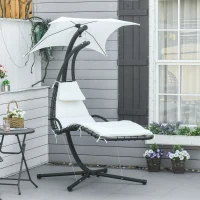 Outsunny Swing Chaise with Stand Floating Chaise Lounge Cream White(m-1)