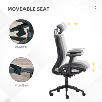 Vinsetto Ergonomic Mesh Office Chair, Reclining High Back Desk Chair with Adjustable Headrest & Armrests, Wheels, Swivel Computer Task and Gaming Chair, Black(m-8)