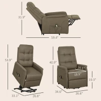HOMCOM Power Lift Chair for Elderly, Fabric Recliner Sofa with Remote Control, Side Pockets, Quick Assembly, Brown(m-3)