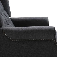 HOMCOM Fabric Upholstered Wingback Recliner, Tufted Push Back Accent Chair, Linen Arm Chair with Footrest, Armrest, Padded Cushion, Dark Grey(m-9)