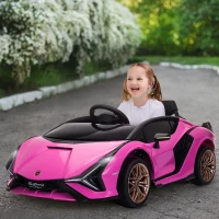Aosom Compatible 12V Battery-powered Kids Electric Ride On Car Toy with Parental Remote Control Music Lights MP3 for 3-5 Years Old Pink(m-9)