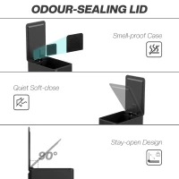 HOMCOM 5.3 Gallon Stainless Steel Kitchen Garbage Can with Soft-close Lid, Foot Pedal, Fingerprint-Proof, Black(m-6)