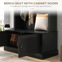 HOMCOM Hall Tree, Entryway Bench with Coat Rack, Black(m-6)