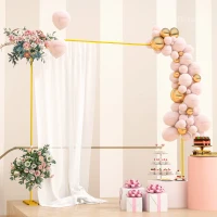 Outsunny 10FT x 10FT Wedding Arch Backdrop Stand, Metal Garden Balloon Arch Stand for Birthday Party, Bridal Shower, Graduation, Ceremony, Banquet Decorations, Gold(m-8)