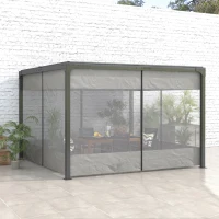 Outsunny Pergola Gazebo Curtains for 10' x 10' Pergola, 4 Pack Side Panels Replacement with Large Windows and Zipped Doors(m-1)