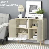 HOMCOM Sideboard Buffet Cabinet, Kitchen Cabinet, Accent Cabinet with Double Doors, Adjustable Shelves and Wood Legs for Living Room, Natural(m-4)