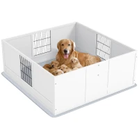 PawHut Dog Whelping Box with Washable Pee Pad, Adjustable Height Door, for Large Breed Dogs, 49" x 47" x 19"(m-11)
