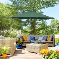 Outsunny 6.6FT Patio Umbrella, Outdoor Parasol with 6 Solid Ribs, Green(m-8)