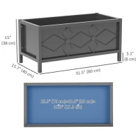 Outsunny Galvanized Raised Garden Bed with Drainage Holes, Metal Raised Flower Bed, Outdoor Galvanized Planter Box for Herbs(m-3)