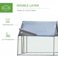 PawHut 9.8' x 26.2' Metal Chicken Coop, Galvanized Walk-in Hen House, Poultry Cage with 1.25" Tube, Waterproof UV-Protection Cover for Rabbits, Ducks(m-4)