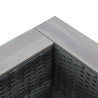 Outsunny 7-Piece Patio Furniture Sets PE Rattan Sectional Sofa Set Outdoor Conversation Set w/Acacia Top Coffee Table & Cushion for Garden, Backyard, Grey(m-8)