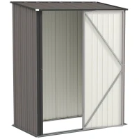 Outsunny 5' x 3' Outdoor Storage Shed, Steel Garden Shed with Single Lockable Door, Tool Storage Shed for Backyard, Light Grey(m-11)