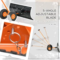 Outsunny Snow Shovel, Rolling Pusher with 29" Blade, 10" Wheels & Angle-Adjustable Handle, Orange(m-4)