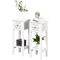 HOMCOM Nightstand Set of 2 with Drawer and Open Storage Shelf White(m-2)