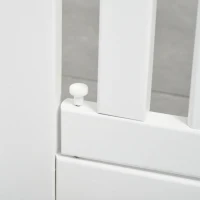 PawHut Free Standing Wooden Pet Gate Indoor Dog Barrier Foldable Step Over Doorway Fence Safety Gate with Open Door Z Shape 4 Panel(m-9)