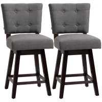 HOMCOM Set of 2 Tufted Bar Stool Chairs, Grey(m-1)