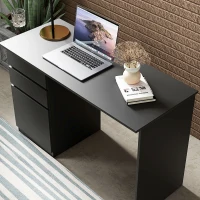 HOMCOM Computer Desk with Storage, PC Table with Drawers and Cabinet for Home Office, Study Room, Black(m-7)