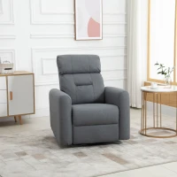 HOMCOM Manual Recliner Swivel Rocker Chair Theater Chair Single Sofa with Linen Fabric for Living Room Bedroom, Grey(m-10)