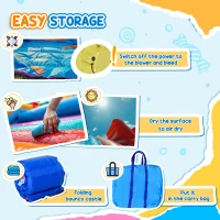 Outsunny Inflatable Water Slide Bounce House with Trampoline, Climbing Wall, Water Cannon, Basketball Hoop, Splash Pool, 450W Blower, Unicorn Themed Bouncy House for Kids 3-8 Years Old(m-8)