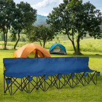Outsunny 6 Seat Folding Camping Chair with Cup Holder and Carrying Case for Camping, Picnic, Sports Events, Blue(m-8)