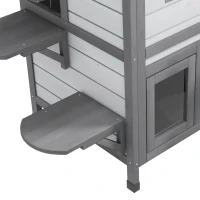 PawHut 2-story Cat House Outdoor, Weatherproof Wooden Cat Enclosure for Feral Cats with Escape Door, Openable Roof, Jumping Platforms, White(m-9)