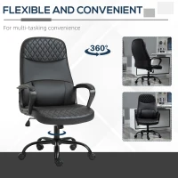 Vinsetto Massage Office Chair, PU Leather Swivel Chair with 2-Point Vibration Lumbar, USB Power and Adjustable Height, Black(m-6)