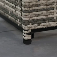 Outsunny 28 Inch Propane Fire Pit Table, 40,000 BTU Rattan Gas Fire Pit Table with Rain Cover, Mesh Lid, Lava Stone, Mixed Grey(m-10)