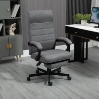 Vinsetto Computer Desk Chair, High-Back Office Chair, Reclining Chair with Adjustable Height, Footrest and Swivel Wheels, Grey(m-1)
