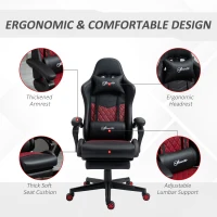Vinsetto Racing Gaming Chair Diamond PU Leather Office Gamer Chair High Back Swivel Recliner with Footrest, Lumbar Support, Adjustable Height, Black(m-8)