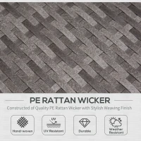 Outsunny 3 Piece Wicker Patio Furniture Set Outdoor Sofa Set with Glass Tabletop, Cushions Metal Frame for Balcony, Patio, Grey(m-4)