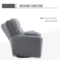 HOMCOM Manual Recliner Swivel Rocker Chair Theater Chair Single Sofa with Linen Fabric for Living Room Bedroom, Grey(m-6)