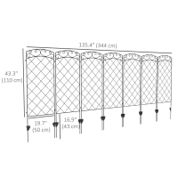 Outsunny 7 Pack Garden Fencing for Yard, Decorative Fence Panels as Animal Barrier and Flower Edging, Black(m-3)